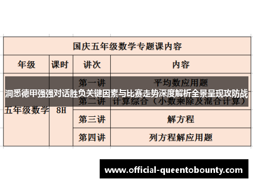 洞悉德甲强强对话胜负关键因素与比赛走势深度解析全景呈现攻防战